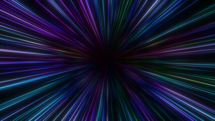 放射状に広がるカラフルな集中線背景 / スピード感ある光エフェクト素材