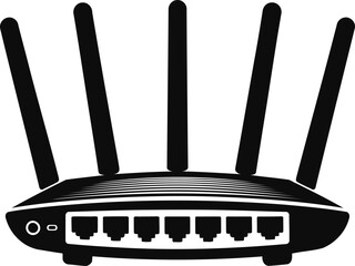 Silhouette of a High-Speed Router with Multiple Antennas - Vector Design.