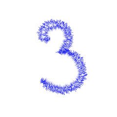 number 3 made of sticks or grass