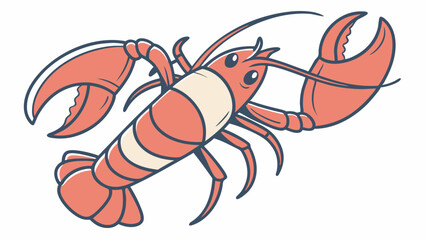 Cartoon Lobster with Large Claws and Antennae Illustration.