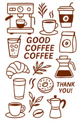 Green Coffee Shop Elements and Doodles