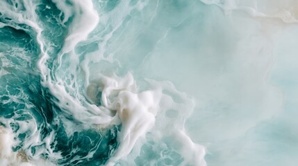 Obraz premium Teal Green Whirlpool Abstract, a captivating representation of swirling ocean waves, features a minimalist design with a serene backdrop, emphasizing fluid motion and tranquility.