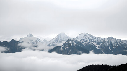 Landscape Photography of Mountains Covered in Snow. Generative Ai
