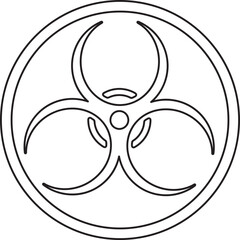 Biohazard Symbol: Minimalist Line Art Icon in Circle