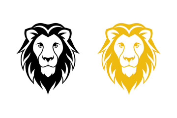 Two lion heads one black and one golden color tone