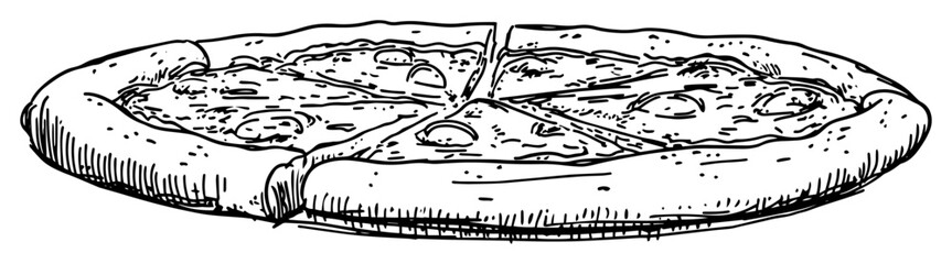 Obraz premium hand drawn whole pizza vector illustration