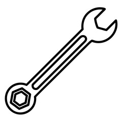 Hand Tool Wrench Line Drawing Vector