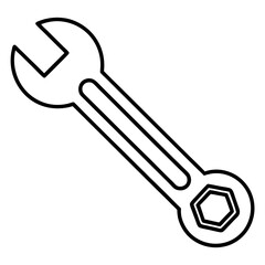 Hand Tool Wrench Line Drawing Vector
