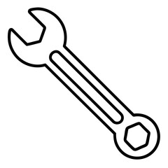 Hand Tool Wrench Line Drawing Vector