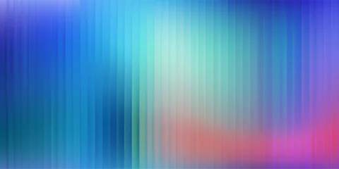 Selbstklebende Fototapeten Corrugated iridescent glass background with gradient ribbed abstract design and blue pattern. Color effect with neon line blur and metal light. Vector texture with prism glow. © RDVector