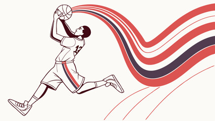 Fototapeta premium Dynamic Basketball Player in MidAir Shot.