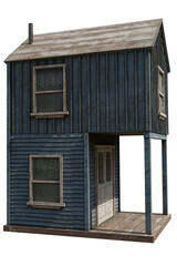 3D rendered wooden rustic home with a pitched roof, isolated on transparent background