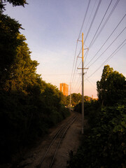 railway in sunset