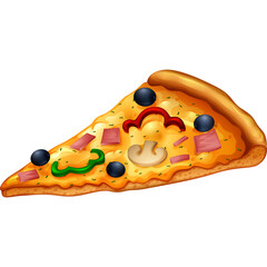 Pizza Slice Art Illustration with Transparent Background