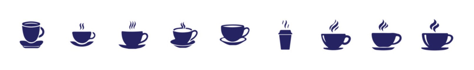 Minimalist Hot Drink Mug Icons, Artistic Tea and Coffee Cup Symbols, vector illustration eps 10.