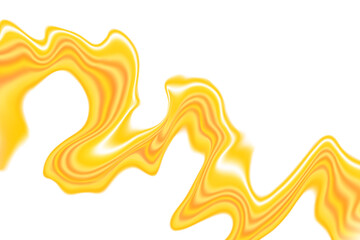 Fluid yellow gold neon glow futuristic flowing wave form, iridescent holographic splashing isolated PNG design element, transparent background. Dream glow abstract geometric shape.