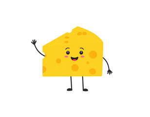 a cheese with funny character, illustration, clip art. Isolated on a transparent background, png.
