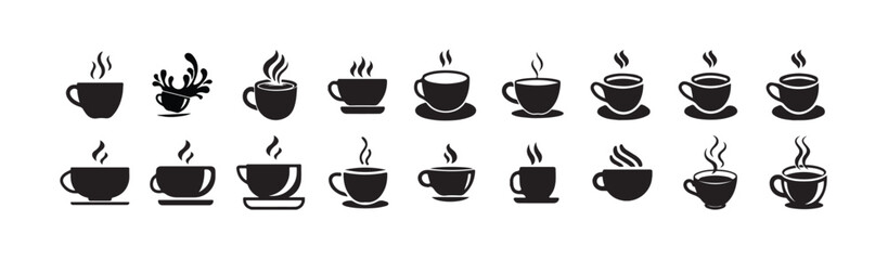 Coffee cup icon set. cup a coffee sign and symbol, Coffe or tea cups vector icon collection. Cup hot icons design, vector illustration eps 10.