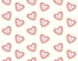 Seamless Pattern cookie strawberry love