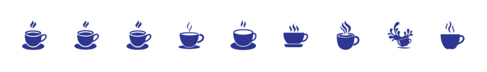 Colorful Beverage Cup Icon Set, Cafe and Restaurant Cup Icons, Stylish Cup Silhouette Icons Collection, vector illustration eps 10.