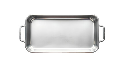 Photo of rectangler silver metal baking dish isolated on transparent background