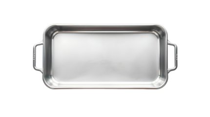 Photo of rectangler silver metal baking dish isolated on transparent background