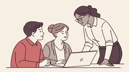 Diverse Team Collaborating on Laptop.