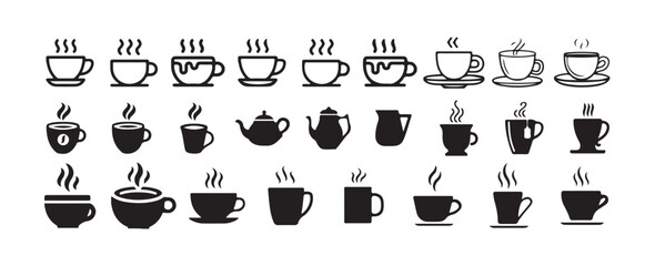 Coffee cup icon vector. cup a coffee sign and symbol, Hot cup beverage vector icon set. Tea or coffee cups icons. vector illustration eps 10.