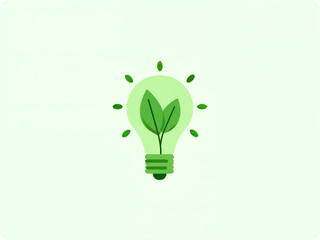 Green eco-friendly light bulb with leaf inside, symbolizing sustainable and renewable energy. Generative AI