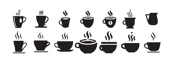 Warm Beverage Cup Vector Collection, Flat Design Coffee Cup Icons Collection, vector illustration eps 10.
