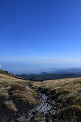 Stunning Landscape View from Mountain Peak Overlooking Coastal Horizon and rolling Hills