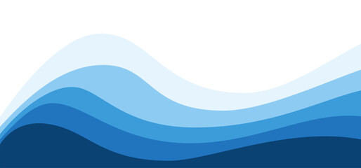 Vector water art background for sale banners or summer promotional with smooth flowing wave clip pattern. Blue layered ocean or sea waves with various shades effect. Ideal for beach designs template.