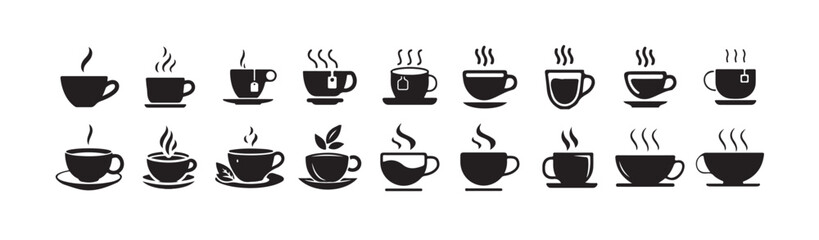 Cup cofee icon. Silhouette tea cup symbol, cup a coffee icon silhouetee. vector illustration eps 10.