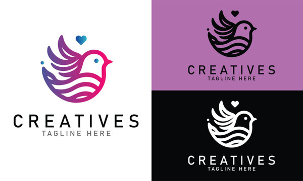 Love Bird Logo with Gentle Style for Romantic and Nature Inspired Branding
