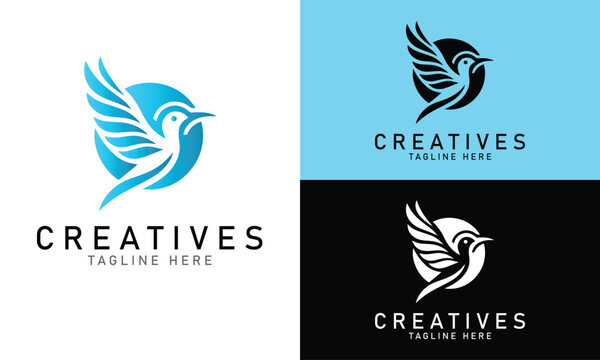 Creative Colorful Humming Bird Logo in Modern Circular Style for Branding and Digital Use