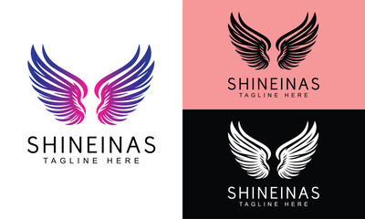Abstract Bird Wings Logo Design in Modern Minimal Style for Branding