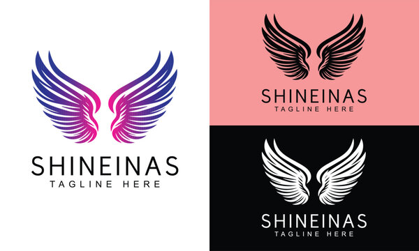 Abstract Bird Wings Logo Design in Modern Minimal Style for Branding