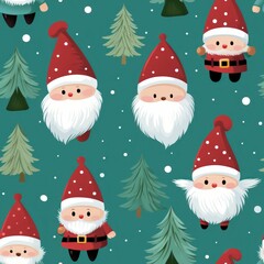 Cute Digital Gnomes and Santa Illustrations in Holiday Design for Christmas Festivities and Seasonal Celebrations