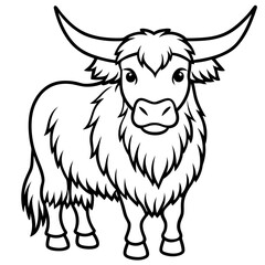 Himalayan Yak Line Art Graphic