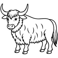 Himalayan Yak Line Art Graphic