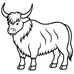 Himalayan Yak Line Art Graphic