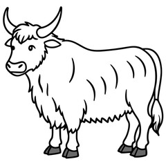 Himalayan Yak Line Art Graphic