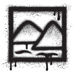 Photo icon graffiti with black spray paint. vector illustration.