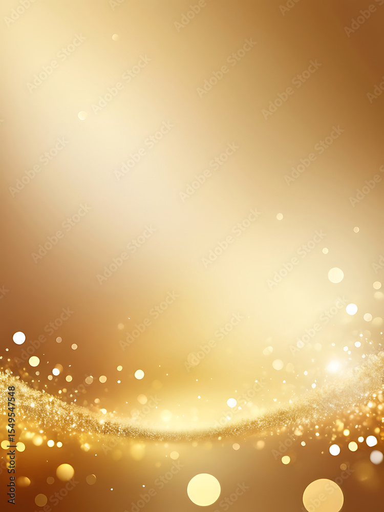 Poster elegant golden abstract background with glowing bokeh lights, smooth wave pattern, soft gradient tex