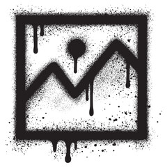 Photo icon graffiti with black spray paint. vector illustration.