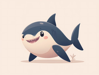 This cheerful cartoon shark with a friendly smile is ready for some fun in the ocean.