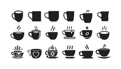 coffee cup icon, cup a coffee sign and symbol, classic black  mug icon for cafe design, vector illustration eps 10.