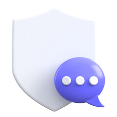 3D Shield With Chat Bubble – Secure Conversation Icon