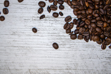 A bunch of coffee beans. Scattering