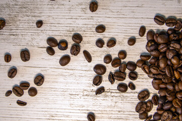 A bunch of coffee beans. Scattering